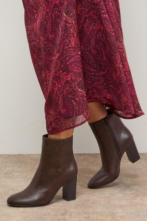 Oasis Womens Louisa Faux Leather Round Toe Stacked High Heel Ankle Boots - Brown - Size UK 7