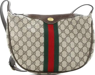 Gucci Ophidia Half Moon Hobo GG Coated Canvas Small crossbody bag - Bruin