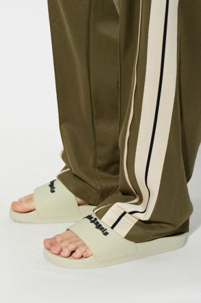 Palm Angels Logo Slides, Mens, Cream