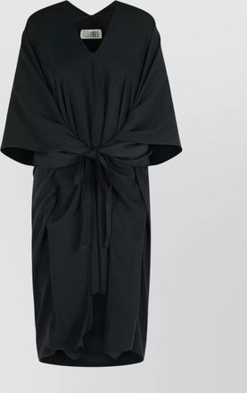 Maison Margiela draped v-neckline midi dress with tie waist