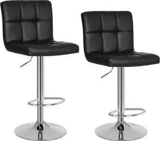 Songmics 2 taburetes de bar con altura de 95-115 cm de color negro