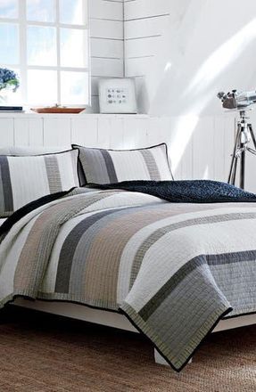 Nautica Tideway Reversible Quilt in Grey/Khaki at Nordstrom Rack, Size Full/queen