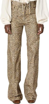 Gerard Darel Anna Leopard Print Wide Leg Jeans in Brown at Nordstrom, Size 10