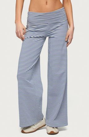 Edikted Lilah Stripe Wide Leg Pants in Blue-And-White at Nordstrom, Size X-Small