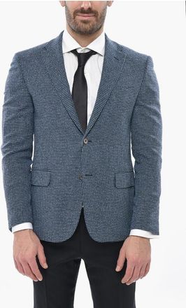 Corneliani CC COLLECTION Half-Lined Blazer with Pied-de-Poule Pattern size 50