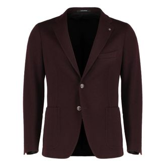 Tagliatore Jassen, Heren, Rood, L, Wol, Tweeknoop Single-Breasted Jas