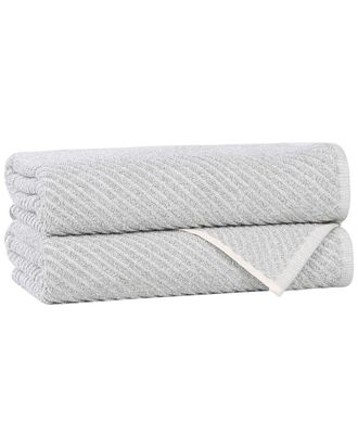 Superior Set of 2 Amelia Medium Weight Diagonal Stripes Bath Towels