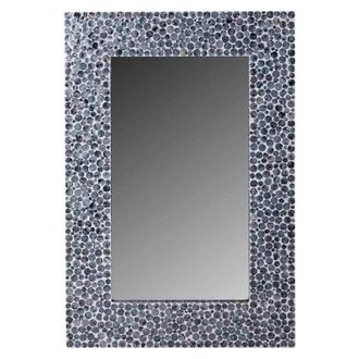 Wanderlust Deco Wanderlust Deco - Espejo Rectangular De Madera Acabado En Capiz Negro 60x91x03