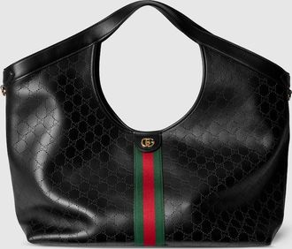 Gucci Giglio Large Tote Bag, Black, Leather