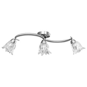 Berkfield Home Elegant Ceiling Lamp with Transparent Glass Shades for 3 E14 Bulb in Silver