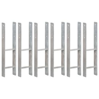 vidaXL Vidaxl - Anclajes De Valla 6 Uds Acero Galvanizado Plateado 14x6x60 Cm