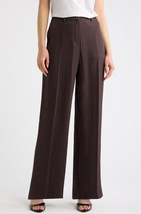Theory Classic Wide Leg Ankle Pants in Dark Brown at Nordstrom, Size 00
