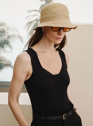 Simons Womens Minimalist raffia cloche hat