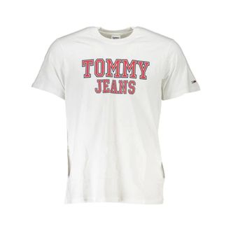 Tommy Hilfiger Tops, Heren, Wit, M, Katoen, Wit Katoen Logo Print T-Shirt