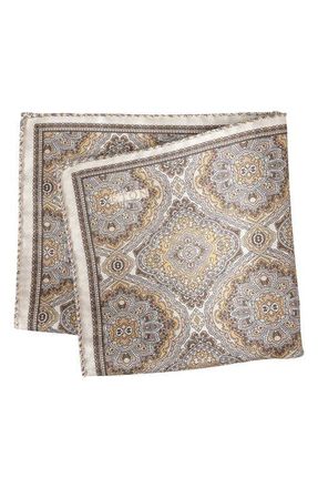 Eton Two Face Silk Pocket Square in Light Beige at Nordstrom