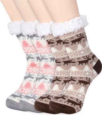 Generic Thermal Socks For Women Slipper Soft Warm Thick Lined Christmas Stockings Winter Home 2Pcs Plus Size Thigh High Cotton Ladies Gifts Womens WomenS Cozy