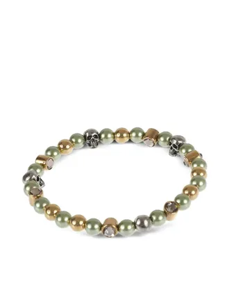 Alexander McQueen Kralenarmband met doodskop - Groen