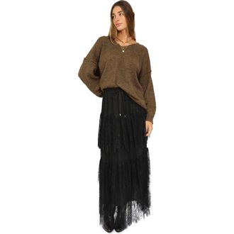 Belle & Bloom Dreamy Days Lace Tiered Skirt in Black at Nordstrom, Size X-Small Au