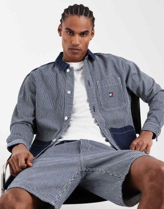 Tommy Jeans Giacca di jeans lavaggio blu scuro in coordinato-Blu navy