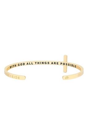 Mantra The Cross Bracelet in Matthew 19:26 - Yellow Gold at Nordstrom