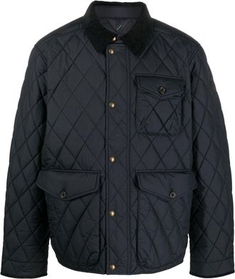 Polo Ralph Lauren diamond-quilt button-fastening jacket - men - Cotton/Polyester/Recycled Nylon/Polyester - S - Black