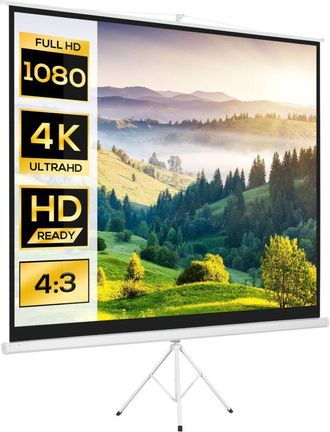 HOMCOM Pantalla De Proyector Manual Con Soporte 120 Pulgadas Pantalla De Proyecci&oacute;n Formato 4:3 Con Altura Ajustable Para Cine En Casa 244x183 Cm - Homcom