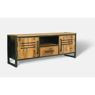 Jaipur Furniture Frais Range TV Unit Large - Mango Wood - L40 x W160 x H45 cm - PP Sawn Finish in Brown