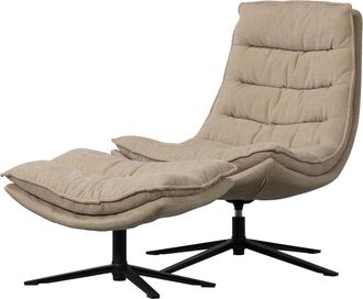 De Eekhoorn Drehbarer Design Sessel Kube inkl. Fu&szlig;ablage, Chenille Beige