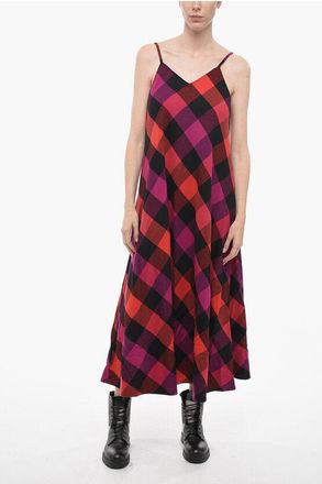 Woolrich Geruite ARCHIVE lange jurk in roze