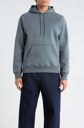 Carhartt Work in Progress Chase Fleece Hoodie in Cozy Blue /Gold at Nordstrom, Size Xx-Large