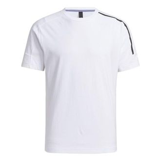 adidas Mens adidas Th Reg Tee Splicing Logo Sports Round Neck Short Sleeve White T-Shirt H39356