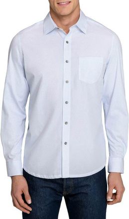 W.R.K Slim Fit Micro Dash Reworked Button-Up Shirt in White/Blue at Nordstrom, Size Xx-Large