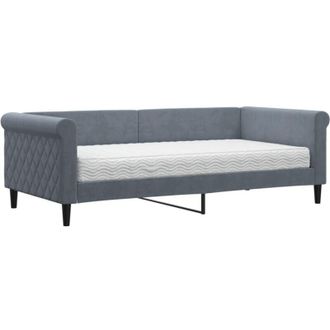 vidaXL Sof&aacute; Cama Con Colch&oacute;n Terciopelo Gris Oscuro 90x190 Cm Vidaxl