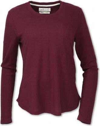 Purnell Jewellery Womens Waffle Knit Crew Top In Cranberry