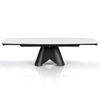 Oresteluchetta Mesa extensible cer&aacute;mica/metal blanco-gris 76x92/100x200-300 cm