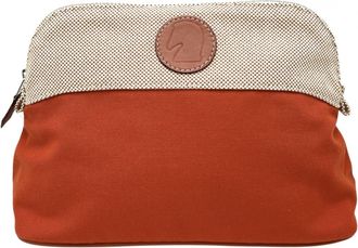 Herm&egrave;s Beige Orange Cotton Pouch (Pre-Owned)