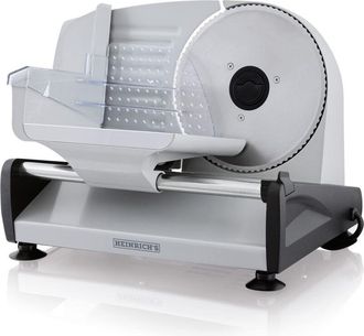 OEM Heinrichs - Cortadora El&eacute;ctrica 200w Para Pan Y Embutidos, Hoja De Acero Inoxidable &Oslash;19cm, Ajuste De Grosor, Seguridad Integrada, Ideal Para Cocina, C