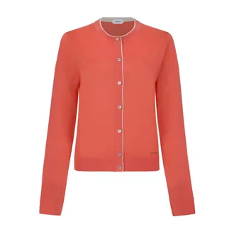 Versace Truien & Vesten, Dames, Rood, S, Koraal Contrast-Trim Vest