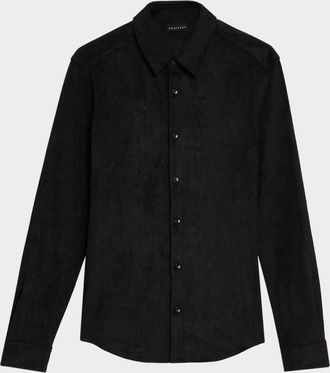 Monfrere Mens Cooper Suede Button-Down Shirt