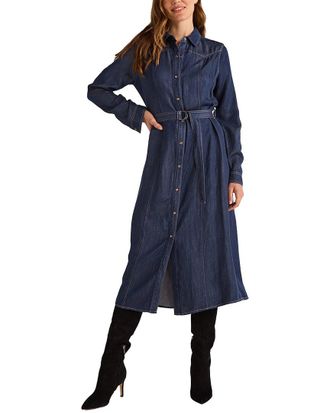 Bella Dahl Western Yoke Linen-Blend Midi Dress