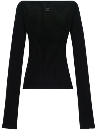 Courr&egrave;ges Top con scollo ampio - Nero