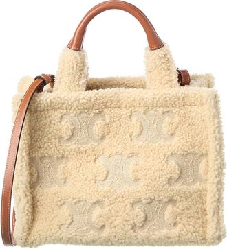 Celine Cabas Small Shearling & Leather Tote