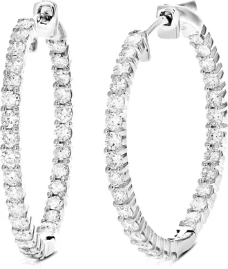 Vir Jewels 1.50 cttw Lab Grown Diamond Hoops Earrings in Sterling Silver With Hidden Post For Women