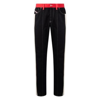 Diesel Slim-fit Jeans, male, Black, Size: W32 Elegant black pants with a red belt