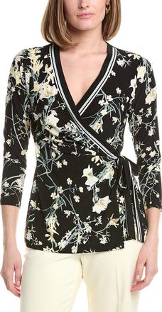 Anne Klein 3/4-Sleeve Front Banded Wrap Top