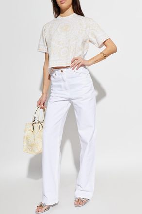 Versace Cotton T-shirt With Print, Womens, White