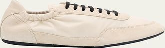 Prada Mens Collapse Nylon and Suede Low-Top Sneakers