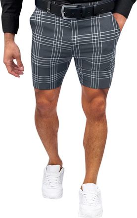 Generic Regular Fit Plaid Patterned Golf Shorts for Men, Summer Shorts for Men, Mens Golf Shorts, Funny Golf Shorts for Men(Grey,Large)