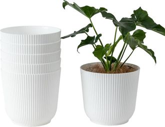 OEM Juego De 1 Maceta Decorativa De Pl&aacute;stico Mate Para Plantas, Blanca, 18 Cm X 16,5 Cm