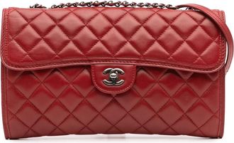 Chanel Pre-owned Womens Classic Flap Quilted Leather Bag - Dark Red - One Size